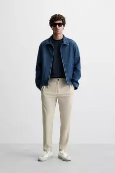 Комфортные брюки с текстурой ZARA, бежевый