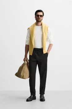 Комфортные брюки стандартного кроя ZARA, черный