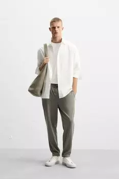 Комфортные брюки стандартного кроя ZARA, хаки