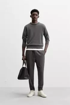 Комфортные брюки стандартного кроя ZARA, серый