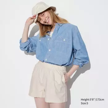 Комфортные хлопковые шорты UNIQLO, слоновая кость