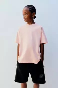Комфортные шорты-бермуды из пике ZARA, черный