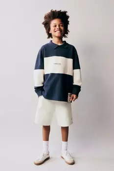 Комфортные шорты-бермуды из пике ZARA, светло-бежевый