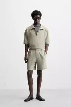 Комфортные шорты-бермуды обычной посадки ZARA, цвет Apple green
