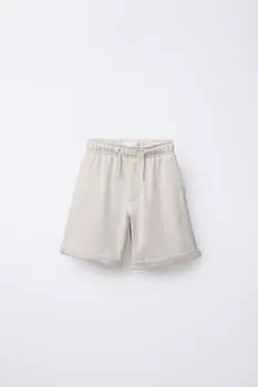 Комфортные шорты-бермуды ZARA, экрю