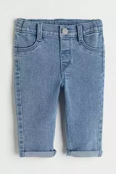 Комфортные суперэластичные джинсы скинни H&amp;M, светло-голубой деним