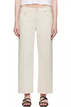 Комфортные укороченные джинсы с широкими штанинами на растяжке Re/Done, белый