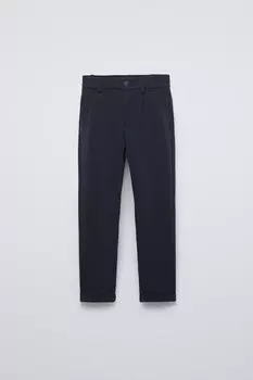 Комфортные узкие брюки чинос из пике ZARA, темно-синий
