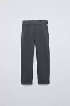 Комфортные узкие брюки чинос из пике ZARA, антрацитово-серый
