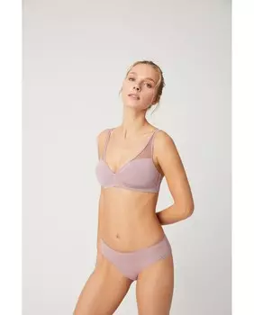 Комфортный бюстгальтер без косточек без подкладок с застежкой на подкладке и деталями из тюля Ysabel Mora, черный