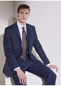 Комфортный крой с нормальной талией, темно-синий мужской костюм Brooks Brothers