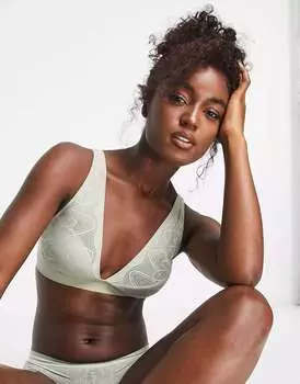 Комфортный кружевной бюстгальтер без косточек DKNY Intimates цвета пустынного шалфея
