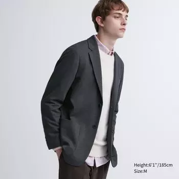 Комфортный пиджак-пиджак Uniqlo, темно-серый
