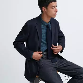 Комфортный пиджак-пиджак Uniqlo, темно-синий