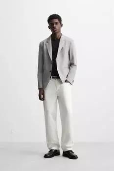 Комфортный приталенный блейзер ZARA, серый