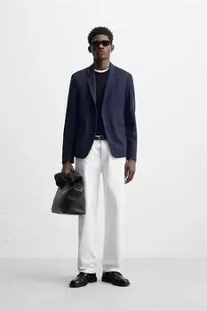 Комфортный приталенный блейзер ZARA, синий