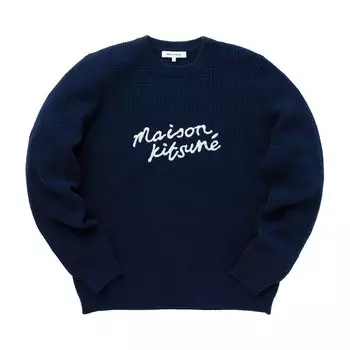 Комфортный свитер Maison Kitsun Handwriting, цвет Чернильный синий