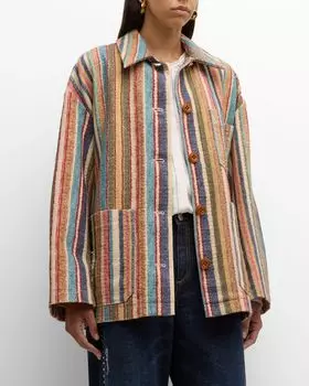 Комфортный твидовый пиджак в полоску на пуговицах DOROTHEE SCHUMACHER, цвет 056 - Multicolour Stripe