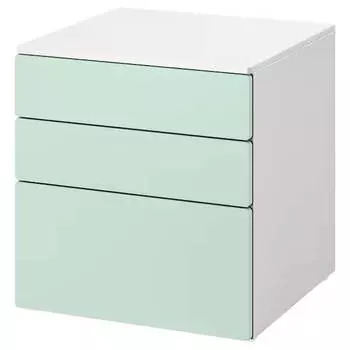 Комод с 3 ящиками Ikea Smastad/Platsa, 60х57х63 см, белый/светло-зеленый