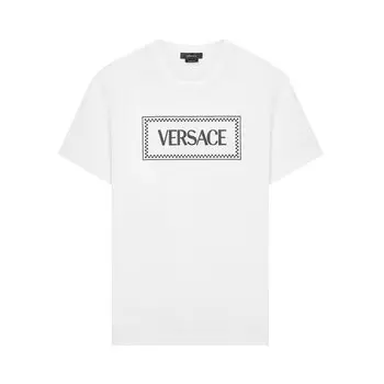 Компактная футболка Versace с вышитым логотипом Оптический белый