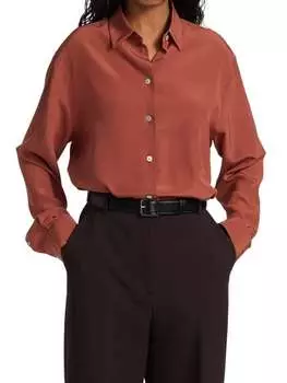 Компактная креповая рубашка The Row с длинными рукавами sisilia, persimmon