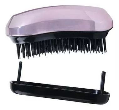 Компактная расческа Inter-vion Brush & go с насадкой розового цвета металлик.