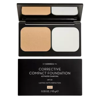 Компактная тональная основа spf20 accf1, 9,5 г Korres Activated charcoal, цвет accf1