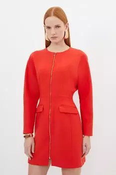 Компактное эластичное мини-платье на молнии Karen Millen, красный