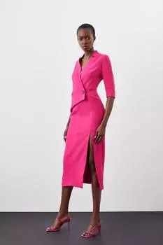 Компактное эластичное платье миди с разрезом по бокам Karen Millen, розовый
