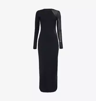 Компактное чудо, трикотажное платье миди с круглым вырезом Stella Mccartney, черный