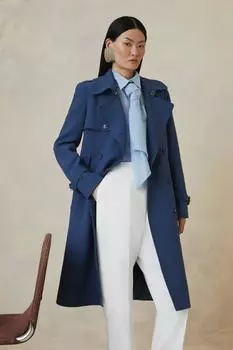 Компактное пальто с поясом The Founder Karen Millen, синий