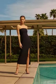 Компактное платье миди бандо со швами из эластичного корсета Karen Millen, черный