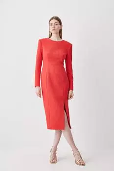 Компактное платье-миди из эластичной вискозы с открытой спиной Karen Millen, красный