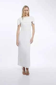 Компактное платье миди с драпировкой на спине из эластичной вискозы Karen Millen, белый