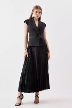 Компактное платье миди с мягкой юбкой и эластичной вставкой Karen Millen, черный