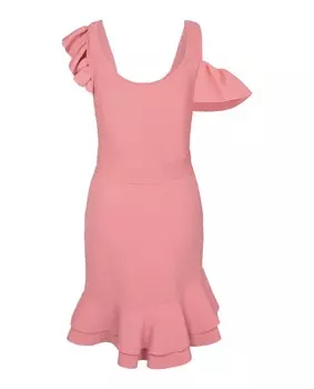 Компактное трикотажное мини-платье с рюшами Alexander McQueen, розовый