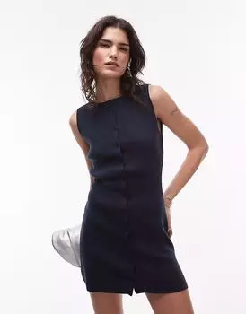 Компактное трикотажное мини-платье Topshop темно-синего цвета
