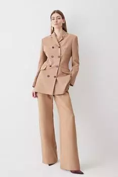 Компактные эластичные брюки с низкой талией Karen Millen, бежевый