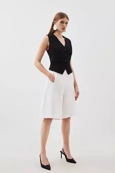 Компактные прогулочные шорты эластичной строчки Karen Millen, белый