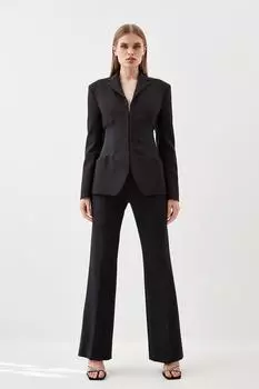 Компактные расклешенные брюки из эластичной ткани с контрастными вставками Karen Millen, черный