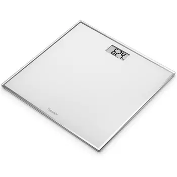 Компактные стеклянные весы Beurer GS 120 с элегантным зеркальным эффектом и легко читаемым ЖК-дисплеем 27x26 см — грузоподъемность до 150 кг