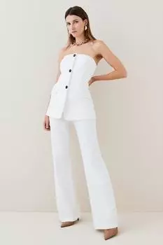 Компактный эластичный комбинезон с лифом на пуговицах миниатюрного размера Karen Millen, белый