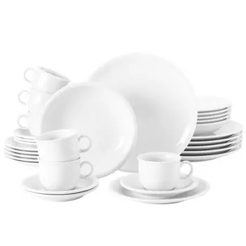 Компактный белый комбинированный сервиз 30 шт Seltmann Weiden, белый