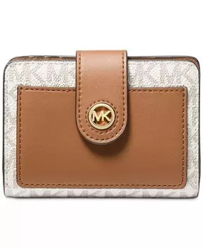 Компактный карманный кошелек Charm Small Tab Michael Kors, коричневый/бежевый