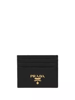 Компактный картхолдер с логотипом Prada, черный