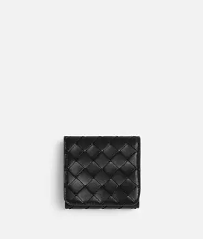 Компактный кошелек Intrecciato, складывающийся втрое Bottega Veneta, черный