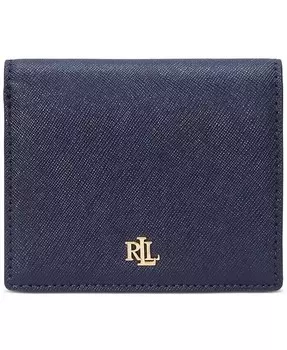 Компактный кожаный кошелек Crosshatch Lauren Ralph Lauren, синий