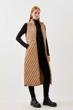 Компактный легкий удлиненный компактный жилет Karen Millen, нейтральный
