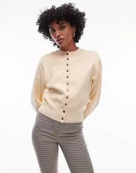 Компактный приталенный кардиган молочно-желтого цвета Topshop