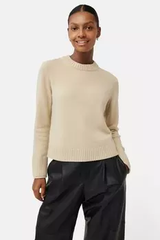 Компактный шерстяной свитер с круглым вырезом Jigsaw, бежевый